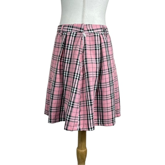 Unbranded Pink Plaid Pastel Dark Academia School Girl Pleated Mini Skirt Barbie - Picture 4 of 6